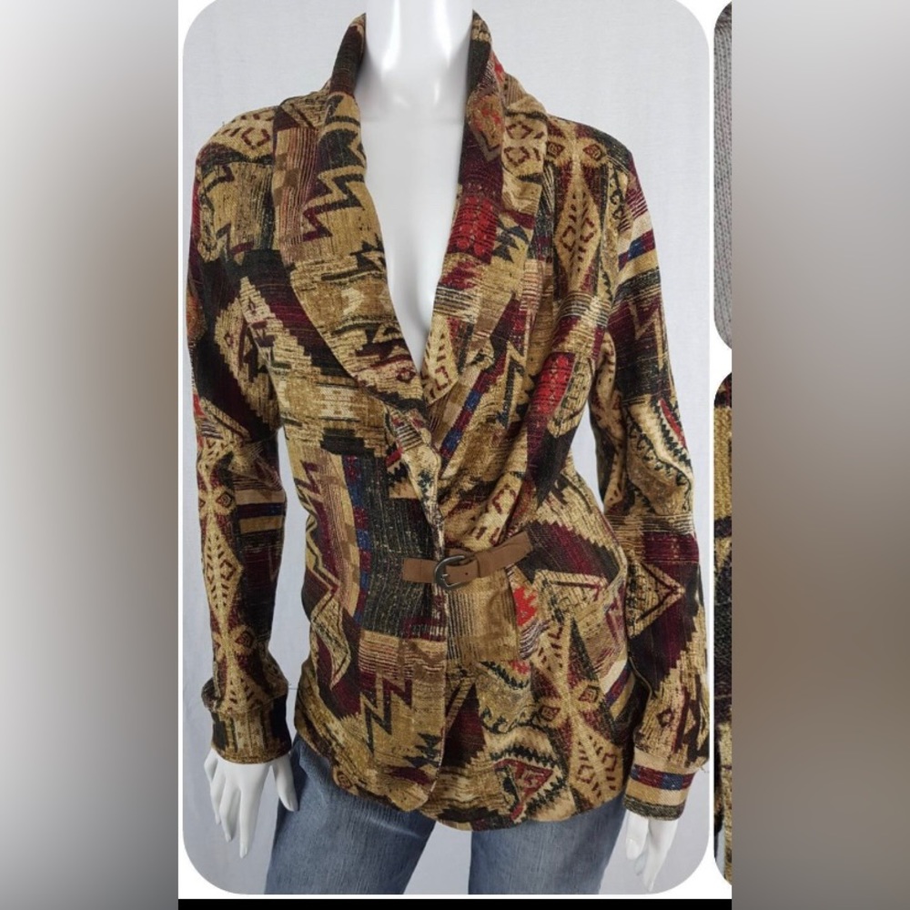 Vintage Ralph Lauren Aztec Navajo Southwestern Ranch Jacket Cotton Size LG